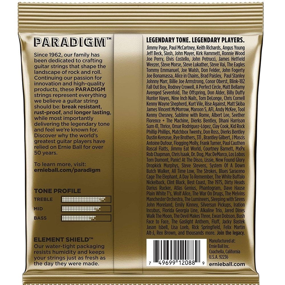 Ernie Ball Acoustic Guitar Strings 2088 Paradigm 80/20 Bronze Light 11-52 3pk