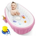 thumbnail image 1 of Bañera inflable PandaEar para bebés, portátil, de viaje para bebés y bebés con bomba de aire, lavabo de ducha plegable y antideslizante, minipiscina neumática para recién nacidos (rosa), 1 of 7