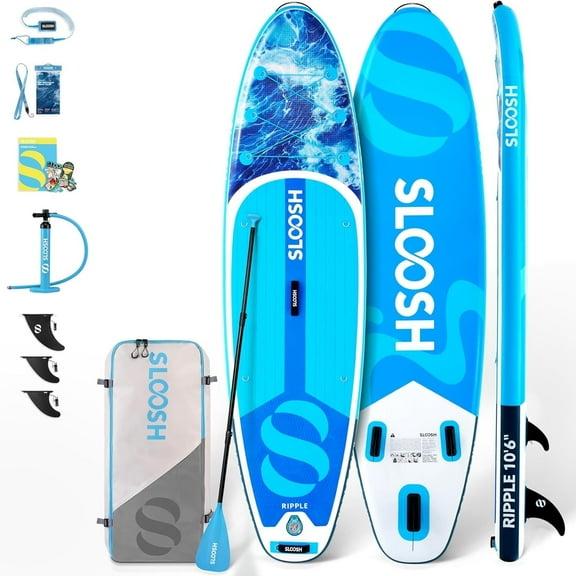 SLOOSH 10'6" Inflatable Stand Up Paddle Board, Portable Paddle Board with Premium SUP Paddleboard Accessories,Non-Slip EVA Deck for Youth & Adults