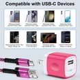 thumbnail image 3 of KIGPOZI USB Wall Charger, 3 Pack Type C Charger with 10FT Type C Cable Cord USB C Charging Cable USB A to Usb C Cable, Android Charger USB Charging Block USB Brick USB Plug Adapter[Pink], 3 of 9