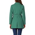thumbnail image 3 of Abrigo de trench de longitud media con cinturón y doble botonadura para mujer Inspire Chic en verde, 3 of 8