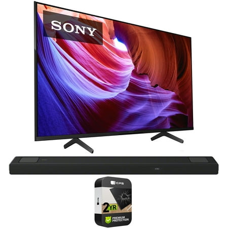 Sony KD75X85K 75 inch X85K 4K HDR LED TV with smart Google TV 2022 Model Bundle with Sony HT-A5000 450W 5.1.2 ch Dolby Atmos Soundbar and Premium 2 YR CPS Enhanced Protection Pack