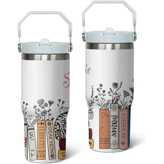 30oz Stainless Steel Mug Tumbler with Top Handle Music Lovers Gifts for Women and Girls Travel Coffee Flip Straw Cup