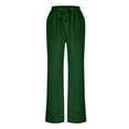 thumbnail image 4 of SELONE Green Wide Leg Pants for Women Plus Size Lounge Pants Cotton Linen Wide Leg Cropped Trouser Loose Casual Long Beach Pants Drawstring Pull on Solid Lightweight XL Tall Breathable Summer Clothes, 4 of 6
