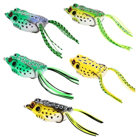 5 PCs Top Water Soft Bait Hollow Frog Fishing Lures Spoon Lures Crankbaits for Bass Snakehead in Saltwater, (Best Semi Hollow Bass)