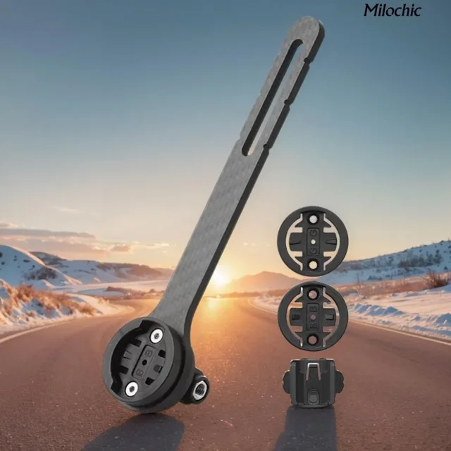 Soporte de Computadora para Bicicleta de Fibra de Carbono: Montaje Versátil y Ligero para Dispositivos Garmin y Bryton, Ideal para Accesorios Adicionales y Fácil Instalación.