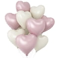 thumbnail image 1 of Globos GRESATEK en forma de corazón rosa y blanco, 18 pulgadas, 10 unidades, 1 of 8