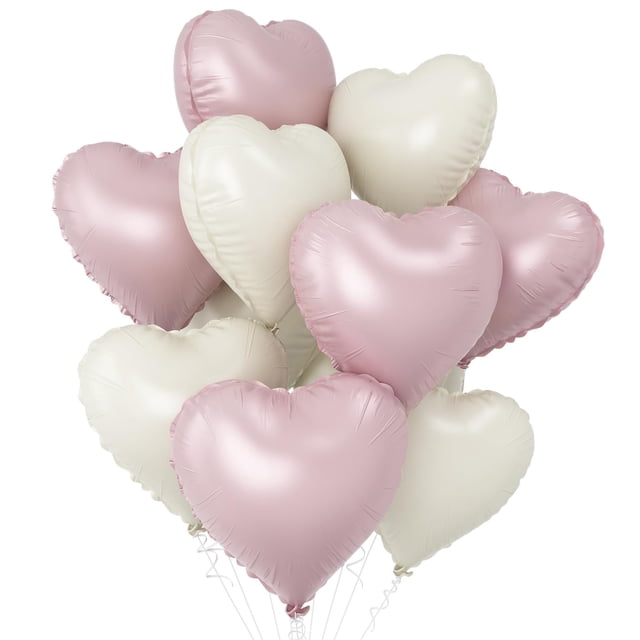Globos GRESATEK en forma de corazón rosa y blanco, 18 pulgadas, 10 unidades