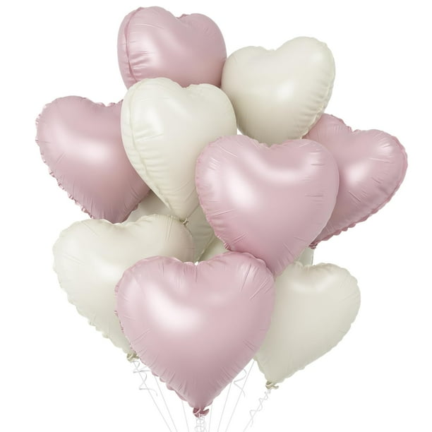 Globos GRESATEK en forma de corazón rosa y blanco, 18 pulgadas, 10 unidades