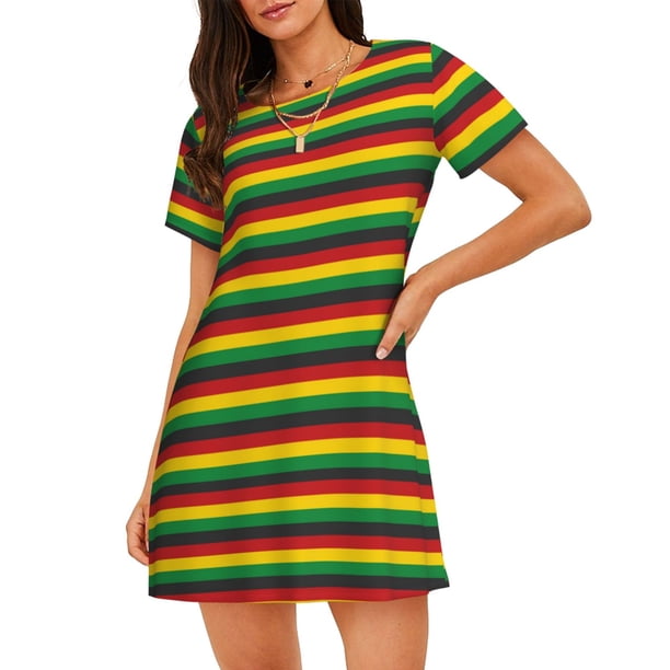 Fotbe Music Colors 1 Bata de Dormir para Mujer con Estampado, Camisón de Algodón de Manga Corta, Ropa de Dormir Casual