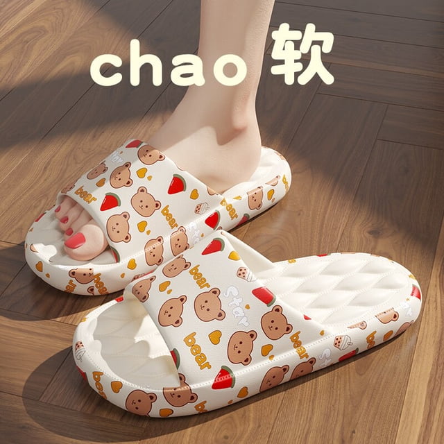 Zapatillas de Graffiti para mujer, zapatos de dibujos animados EVA para exteriores, toboganes de suela gruesa suave, antideslizantes para piscina, Zapatillas de casa para interiores, Verano