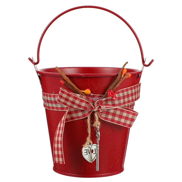 CIMAXIC Iron Flower Pot 1Pc Decorative Iron Flowerpot Bucket Creative Flower Holder Home Adornment Prop,3.94"X3.94"X3.94"