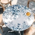 thumbnail image 2 of Blue Green Eucalyptus Leaves Round Tablecloth, Fitted Table Cover with Elastic for 36"-44" Round Tables, Spring Summer Botanical Table Cloth Outdoor Indoor Dinning Party Waterproof Tablecloths, 2 of 7