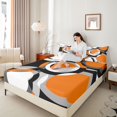 thumbnail image 3 of Castle Fairy Geometric Stacked Ring King Sheets 4pcs,Retro Concentric Circle Bedding,Orange Gray Black White,1 Flat Sheet, 1 Fitted Sheet and 2 Pillowcases, 3 of 7