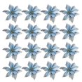 thumbnail image 4 of 12 Pack Blue Xmas Glitter Poinsettia 5.1 inch Artificial Flowers Christmas Tree Decorations Clearance Ornaments, 4 of 7