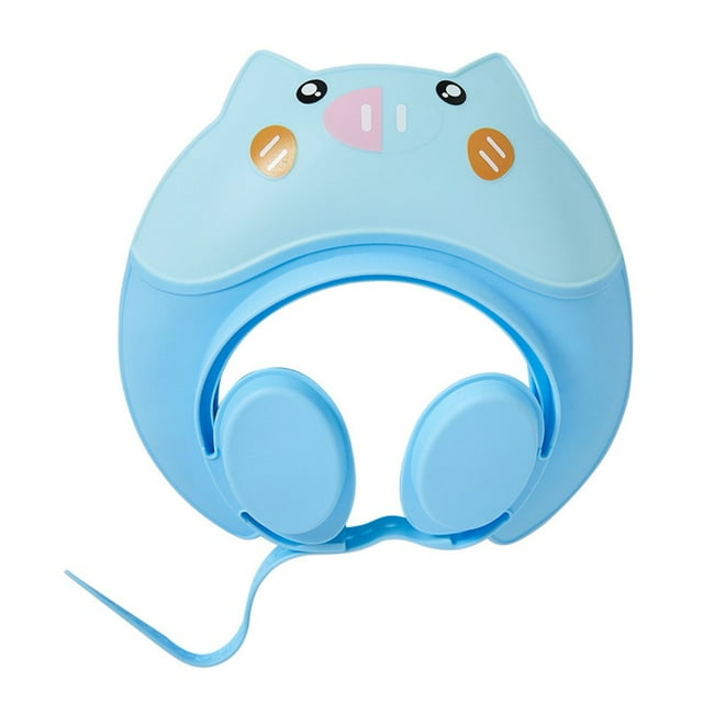 HLONK Baby Shower Cap Safe Silicone Protection Bath Cap Soft Visor Hat Cartoon Shape Adjustable Strap Waterproof Shampoo Hat