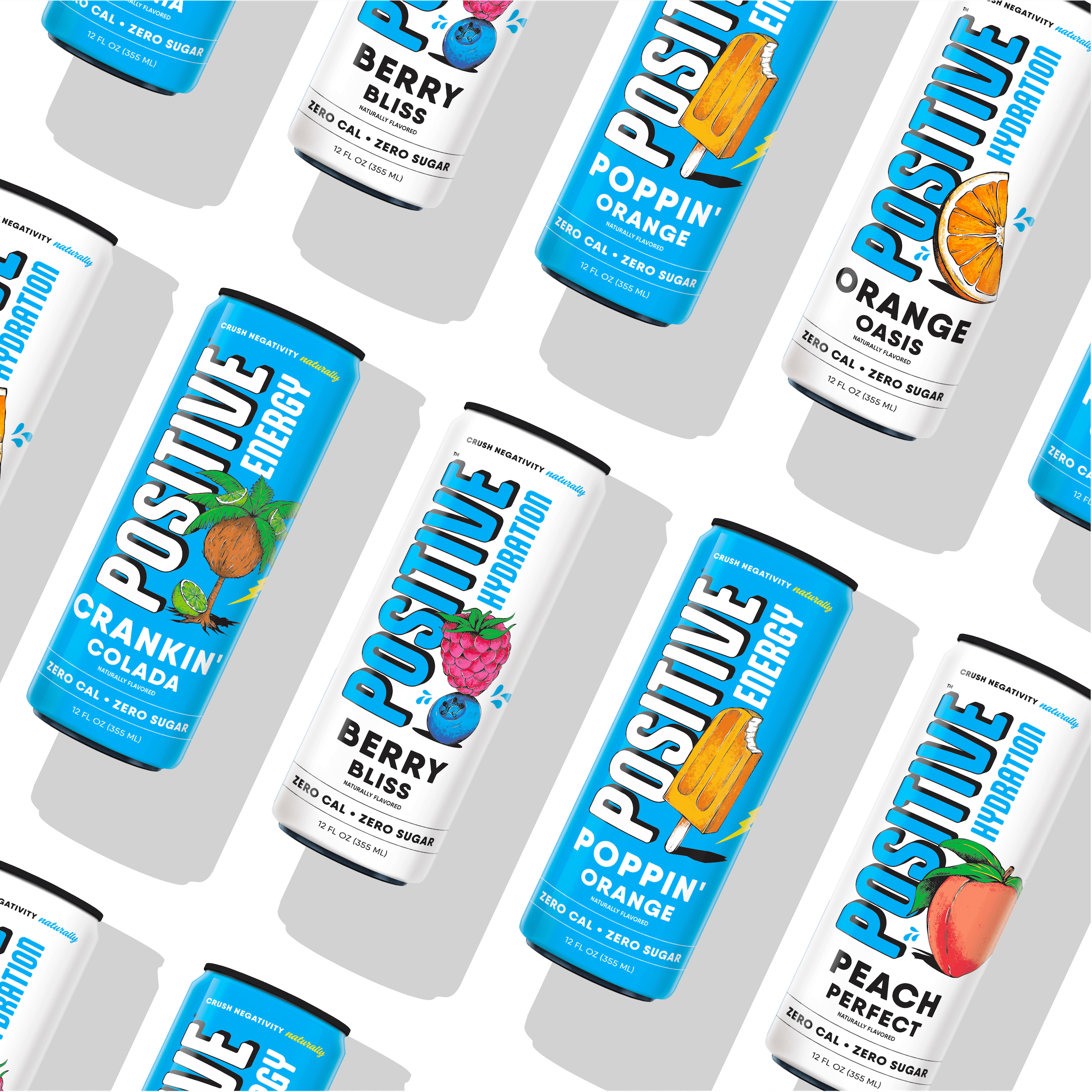 Positive Energy Drink - Poppin' Orange | Zero Sugar, Zero Calorie, 12oz Cans (Pack of 12) | Hydrating Electrolytes, Immunity Support with Zinc, Healthy Energy Boost