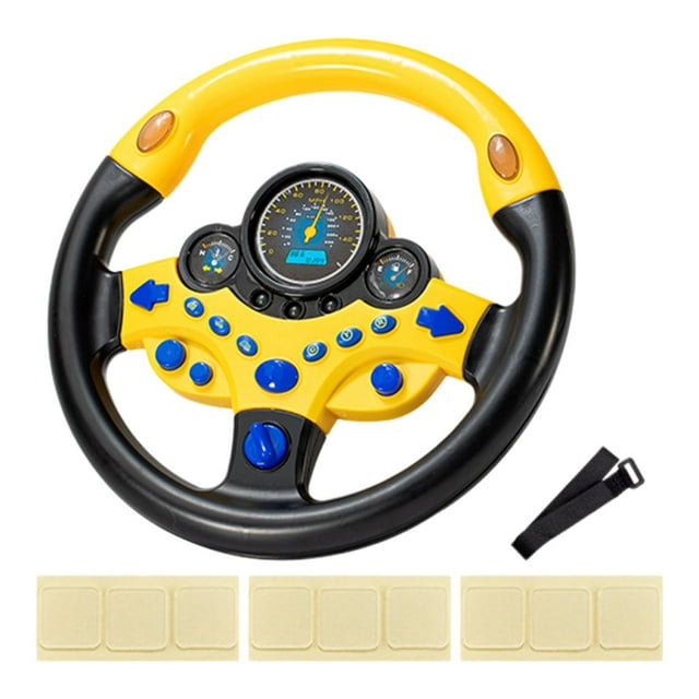 Volante de juguete para niños, controlador de conducción simulado, volante portátil, juego de coche para niños, juguete con sonido para niños pequeños Amarillo