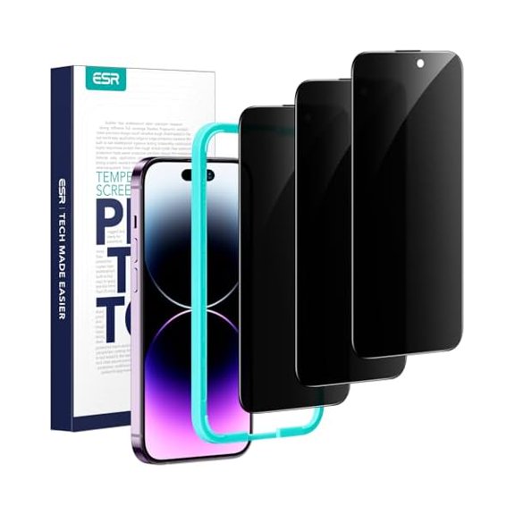 lulufa 3 Pack for iPhone 14 Pro Max Privacy Screen Protector, Anti-spy Tempered-Glass Privacy Screen Protector, Micro-curved Edges, Case Friendly