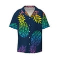 thumbnail image 5 of Picia Abstract Bright Pineapple Fruit Retro Men's Linen Shirts Short Sleeve Cuban Beach Shirts Casual Shirts Button Down Shirt for Men Beach Summer Wedding Shirt-Small, 5 of 7