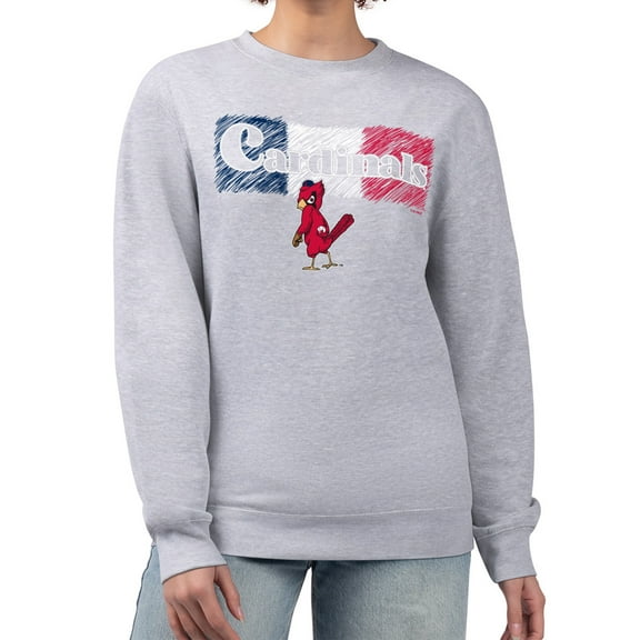 Women's Starter Gray St. Louis Cardinals Team Color Shading Fleece Pullover Sweatshirt
