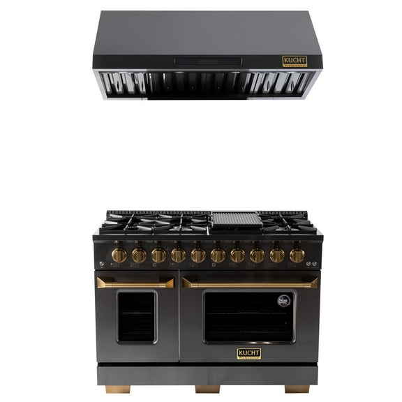 Gemstone 48 in. Propane Gas Range  in Titanium SS   Under Cabinet Range Hood
