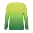 thumbnail image 3 of QUNYINEY Green Tshirts Shirts for Women Long Sleeve Gradient V-Neck Casual Tops Loose Pullover Drop Shoulder Waffle T-Shirts, 3 of 4