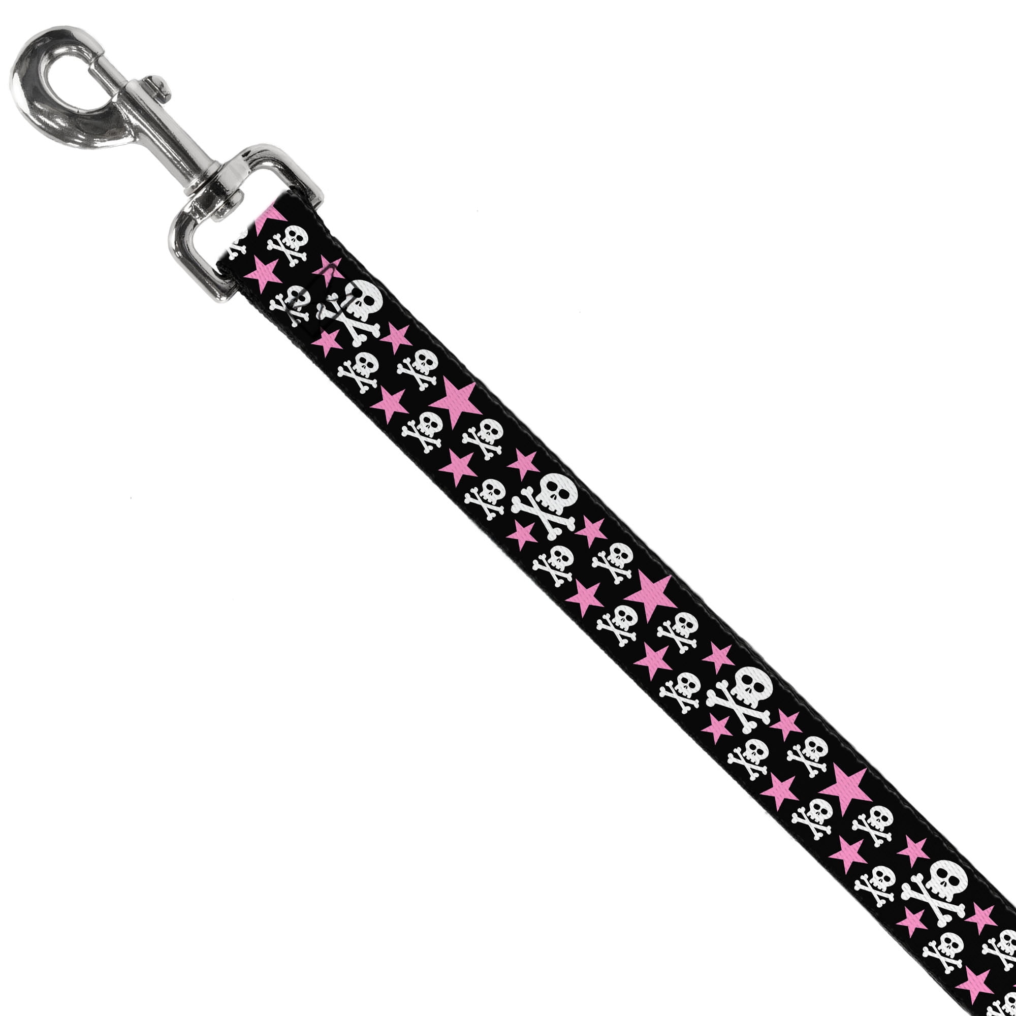 Buckle-Down Pet Leash, Dog Leash, Skulls Stars Black White Pink, 6 Feet Long 1.0 Inch Wide