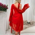 thumbnail image 5 of SwiftWear Women's Lace Chemise Set with Robe Sheer V-Neck Sleepwear Elegant Two Piece Set for Bedroom & Anniversary Valentines Day Gift​, Red, 5 of 8