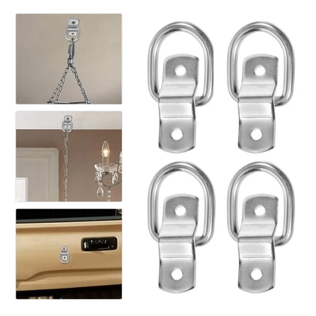 WHAMVOX Heavy Duty D Ring Anchor for Car Made of Carbon Steel Silver Color 6 Pieces