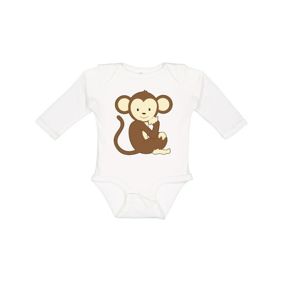 Inktastic Monkey Thinking Boys or Girls Long Sleeve Baby Bodysuit