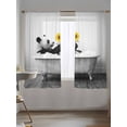 thumbnail image 5 of Sheer Curtains 63 Inch Length 2 Panels Set for Bedroom, Funny Panda Semi Sheer Curtains for Windows, Cute Art Vintage Lovely Animals on Bathtub Voile Window Treatments Rod Pocket Curtain, 5 of 7