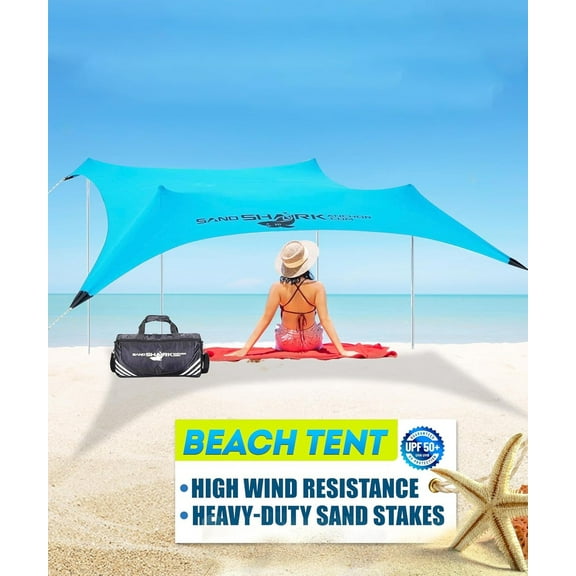 Large Pop Up Beach Tent for Outdoors: Water-Resistant, Portable Sunshade, Fits in a duffle bag.