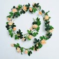 thumbnail image 5 of 24 Heads Artificial Rose Vine Garland Wedding Party Folar Decor Silk Cloth Fake Rose Wreath, Champagne, 5 of 9