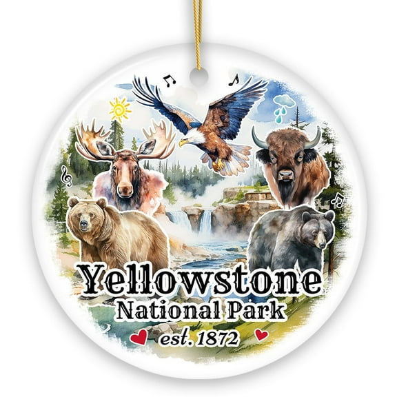 Artistically Vibrant Yellowstone National Park Ornament, Wildlife and Nature Souvenir Gift