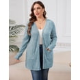 thumbnail image 4 of Cogild Plus Size Women's Long Blue Brushed Knit Cardigan – Button-Up Outerwear with Front Pockets XL~5XL, 4 of 8