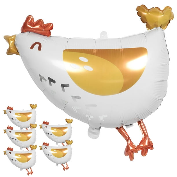 6 globos de aluminio con temática de pollo: globo de granja, decoración para fiestas de gallinas y pollitos, para cumpleaños infantiles, baby showers, suministros para fiestas de animales de granja.