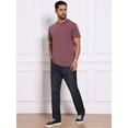 thumbnail image 2 of DARING DIVA Men's Crew Neck Short Sleeve Solid Color Retro Style T-Shirt XL Burgundy, 2 of 7