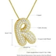 thumbnail image 3 of Z ZACHÉ Bubble Letter Necklace 18k Gold Plated Dainty Pave Cubic Zirconia for Women- Letter R, 3 of 6