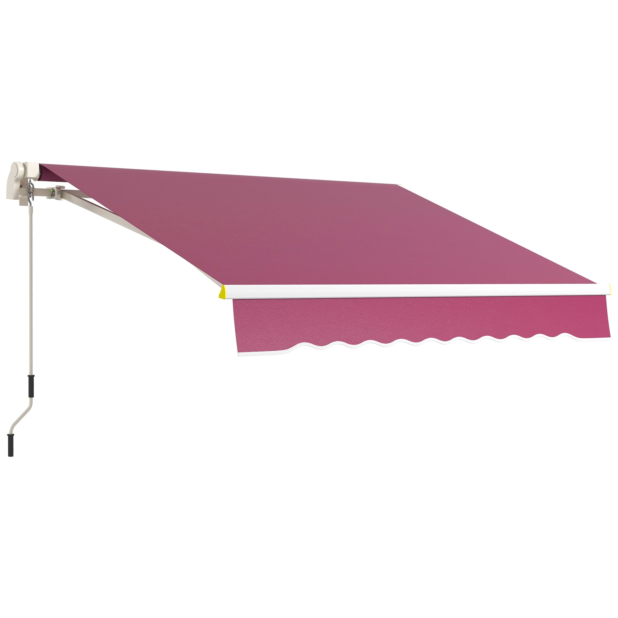 Outsunny Auvent Rétractable 8 Pieds x 6.5 Pieds avec Lumières LED, UV40+, Rouge Vin