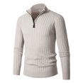 thumbnail image 2 of Feancey Men's Quarter Zip Sweaters Slim Fit Casual Knit Polos Shirts Fall Lightweight Long Sleeve Mock Neck Pullover Sweater 2024 Fashion Business Jumper Tops Back to College Sale White M, 2 of 6