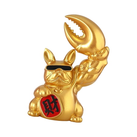 TISHITA Funny Big Arm Dog Figurine Resin Statue Sculpture Crafts Collectible Decorative for Table Bedroom Bookshelf Office Decoration Gift Gold