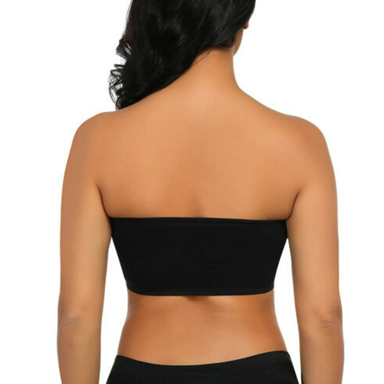 DENGDENG Seamless Comfort Strapless Tops for Women Solid Padded Wireless Bandeau  Sports Bra 