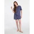 thumbnail image 3 of Joyspun Women's Short Sleeve Top and Shorts Pajama Set, 2-Piece, Sizes XS-3X, 3 of 7