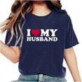 thumbnail image 2 of Fesfesfes T Shirt Pack I love my husband Womens Work Tops Girls Short Sleeve Out Blouse Valentine's Day Letter Print Gift Shirt T-Shirt Tops Womens Turtleneck Bodysuit 6(M), 2 of 7