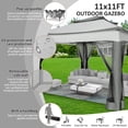 thumbnail image 5 of SANOPY 11 x 11 ft Outdoor Pop up Gazebo with Ventilated Double Roof, Steel Canopy for Patios, Backyard, Garden and Beach, Light Gray, 5 of 10