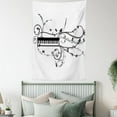 thumbnail image 4 of Music Tapestry, Art Professions Melody Symbol Keyboard Curlicue Motifs on Plain Backdrop, Wall Hanging for Bedroom Living Room Dorm Decor, 40W X 60L Inches, White and Charcoal Grey, by Ambesonne, 4 of 5