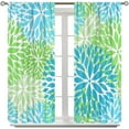 thumbnail image 2 of Blue Green Floral Curtains, Boho Dahlia Daisy Colorful Window Treatments for Living Room Bedroom Kitchen, Floral Seamless Pattern Curtain Set of 2, 52x84 Inch, 2 of 6