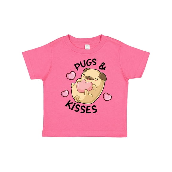 Inktastic Valentines Day Pugs & Kisses with Hearts Boys or Girls Toddler T-Shirt