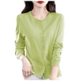 thumbnail image 1 of HBFAGFB Cardigan pour Femmes Col Rond à Boucle Chandail Tricoté Polyvalent Vestes à Manches Longues Vert Taille g, 1 of 5